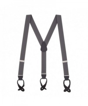 Mens Y-Back Button Suspenders - 1.25 Inches Wide - Dark Grey W/ Black ...