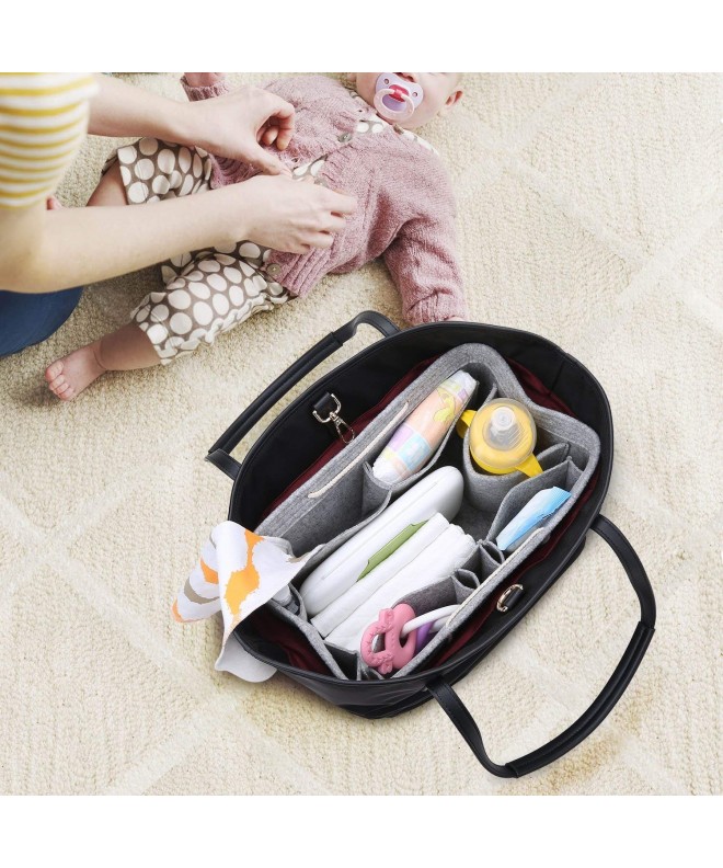 Felt Purse Insert Handbag Organizer Bag in Bag Organizer with Handles - 1  Grey - C1186W689MS