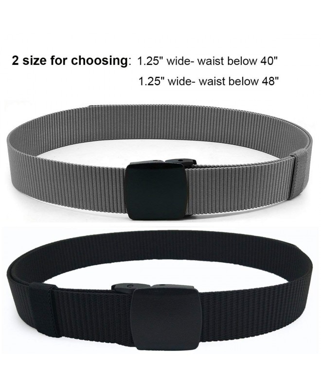 2 Pack Military Tactical Belt- No Metal Webbing Nylon Web Belt 1.25