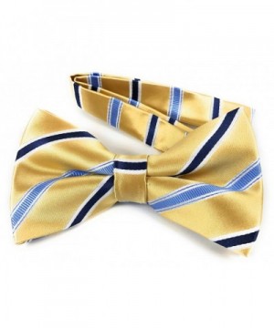 Honey Gold Woven Pre-Tied Bow Tie with Steel Blue and Dark Navy Blue ...