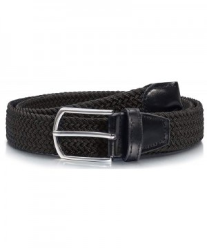 Men's Stretch Braided Belts- Woven Elastic Belt with Silver Metal ...
