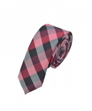 Premium Checker Skinny Necktie Burgundy