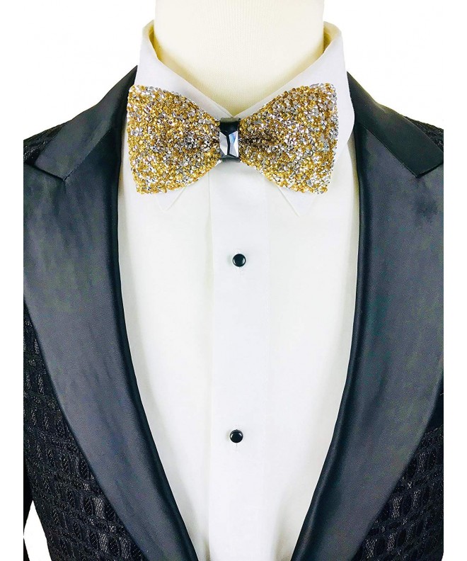 Premium Pre-Tied Rhinestone Gold Bow Tie for Men- Women- Boys- Girls ...