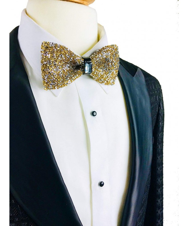 Premium Pre-Tied Rhinestone Gold Bow Tie for Men- Women- Boys- Girls ...