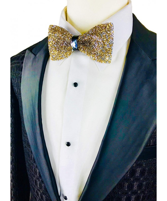 Premium Pre-Tied Rhinestone Gold Bow Tie for Men- Women- Boys- Girls ...