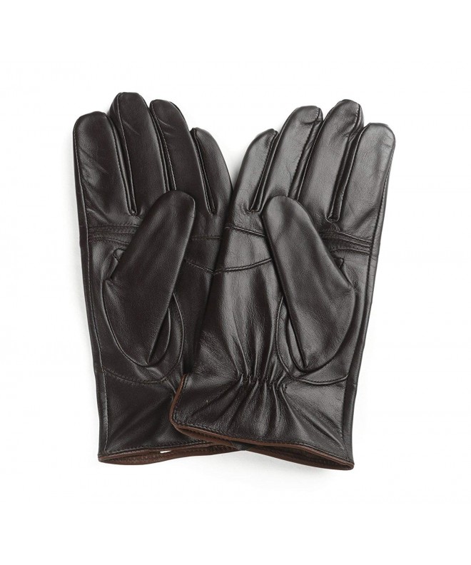Men's Fleece Lined Real Leather Winter Gloves - Dark Brown- Non ...