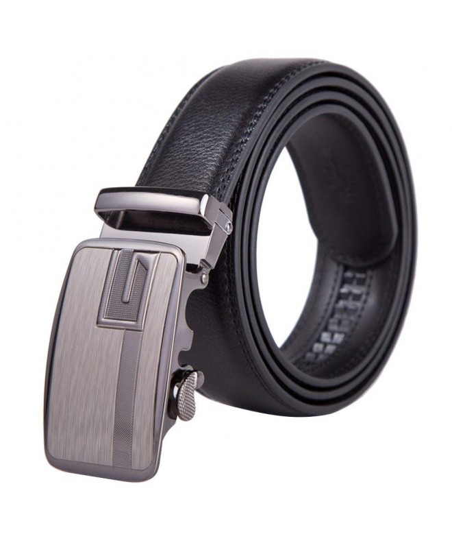 Men's PU Black Leather Ratchet Dress Belt with Automatic Buckle/Width 3 ...