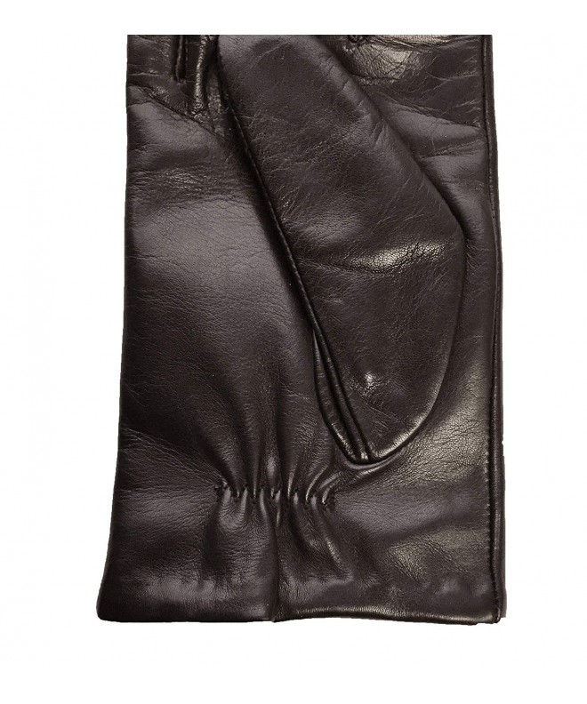 Women's Black Brown Genuine Lambskin Leather Gloves - Brown - CO11PA8KZRB