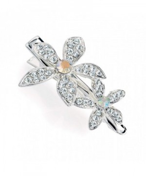 Double Crystal Flower Motif Silver