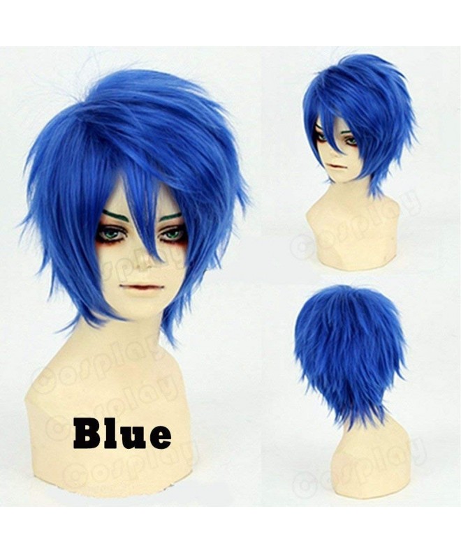 Unsex Short Straight Blue Cosplay Synthetic Hair Wigs Women Men