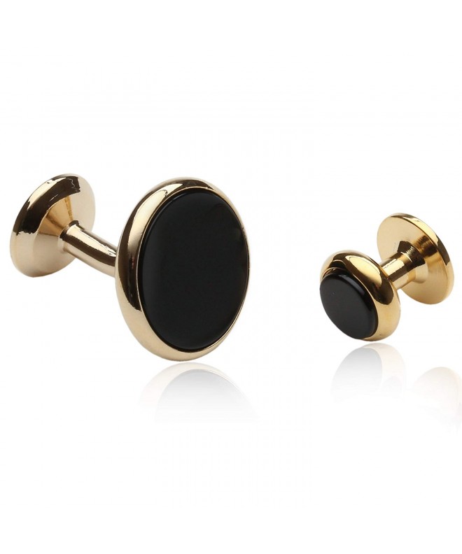 Black Onyx Gold Cufflinks And Studs Formal Set With Presentation Box