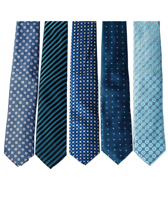 Men's Tie Set - 5 Luxury Neckties And 2 Classy Tie Bars In Gift Box ...