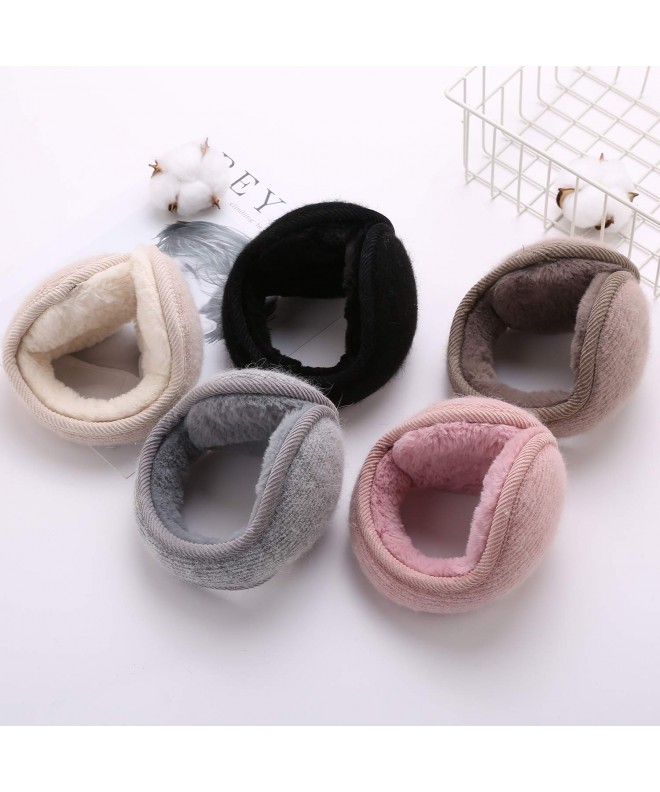 Fluffy Winter Warm Fleece Earmuffs Women Adjustable Wrap around Knit ...