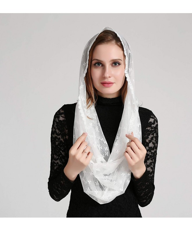 Clover decoration ivory infinity scarf mantilla church veil v38 - Wrap ...