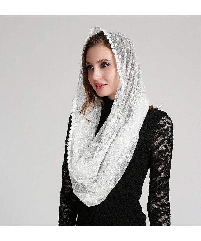 Clover decoration ivory infinity scarf mantilla church veil v38 - Wrap ...