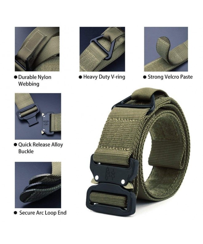 Mens Military Tactical Belt Adjustable - Army Green - C018E3YYAYM