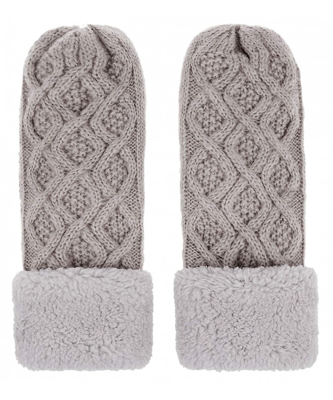 Womens Knitted Mittens Winter Twist Thick Plush Edge Warm Outdoor ...