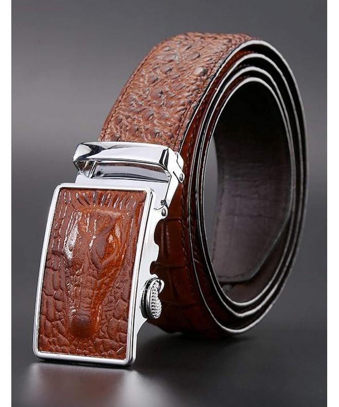 Men's Genuine Leather Ratchet Belt- Alligator Snakeskin Embossed ...