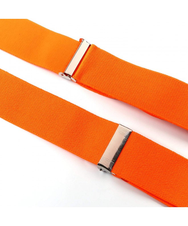 Mens Suspenders Braces Polyester Elastic Button Holes Solid Orange ...