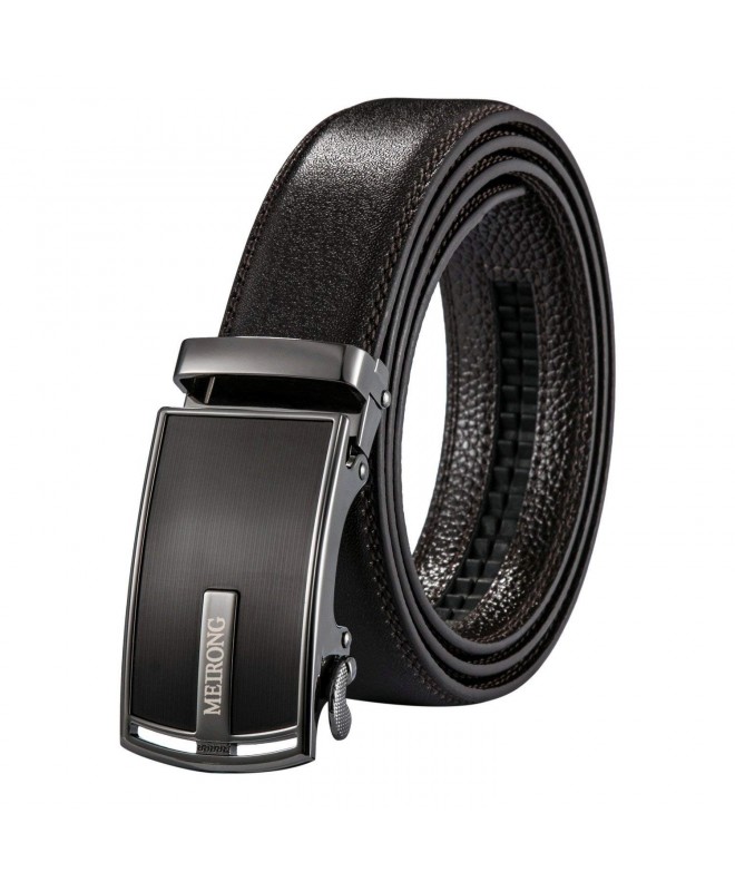 Leather Belt for Men - Automatic Buckle Ratchet Slide Holeless - Long ...