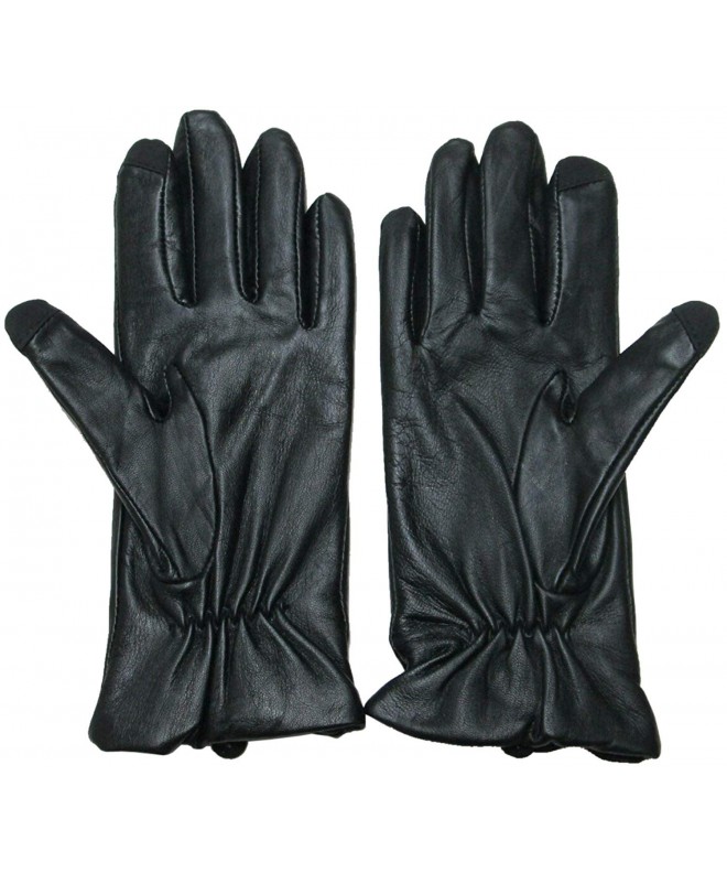 Women's Fleece/Cashmere Lined Black Lambskin Leather Smart Gloves ...