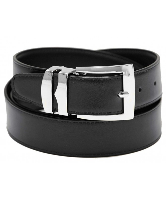Men's Belt Reversible Wide Bonded Leather Silver-Tone Buckle WHITE ...