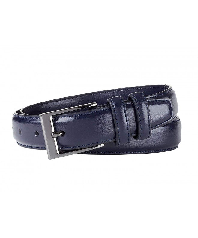 Men's Classic Stitched Genuine Leather Dress Uniform Belt - Black Brown ...