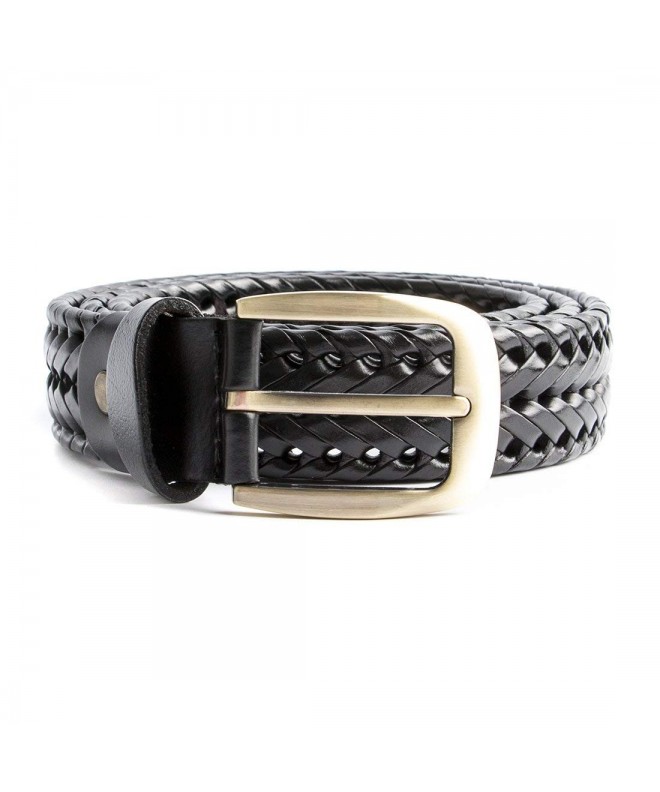 Women Braided Woven Genuine Leather Belt - Black 1 - CT18IHXAZU0