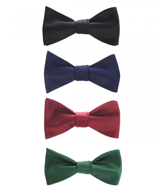 Formal Solid Mens Bowtie Self Bow Tie Pack of 4-Various Colors - Black ...