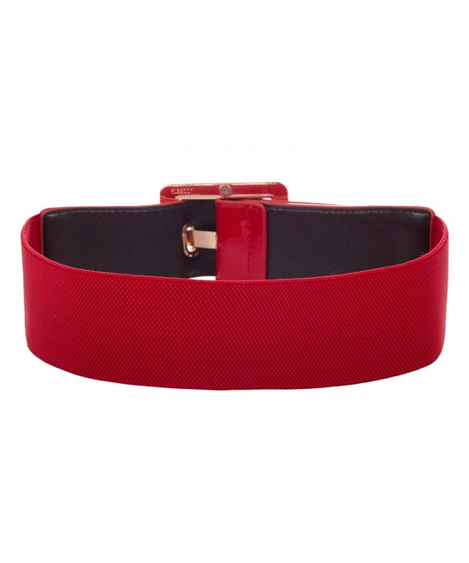 Women Wide Stretchy Cinch Belt PU Leather Waistband Belt - Red ...