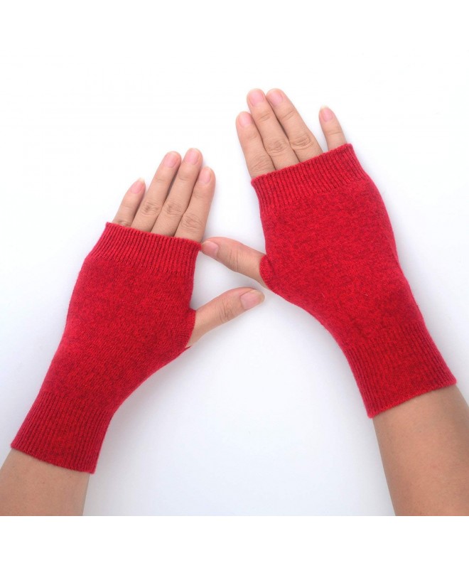 Women's Cozy Wool Knit Half Fingerless Gloves Mittens Warm Thumb Hole ...