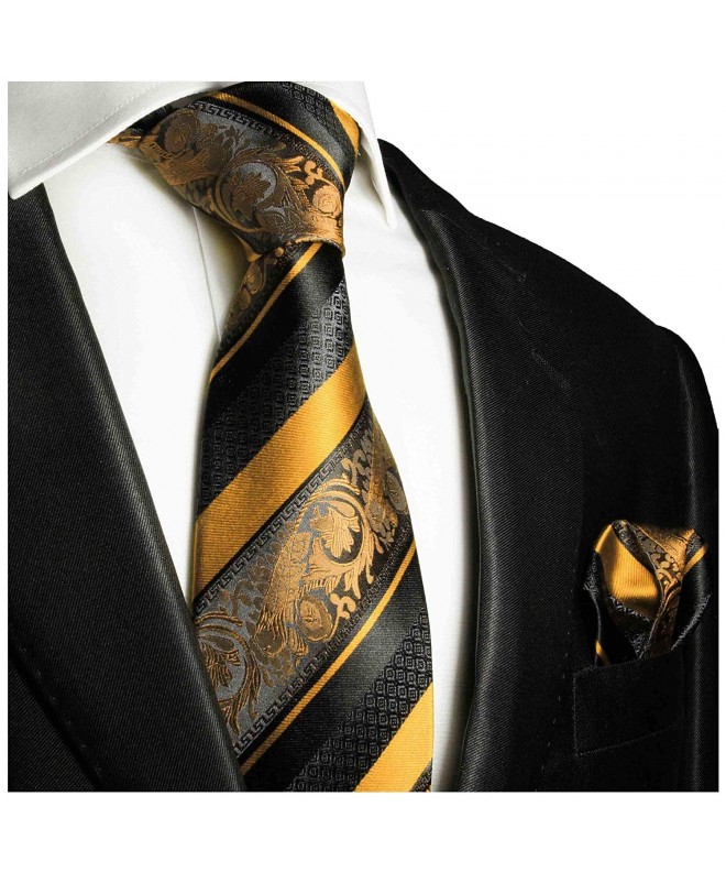 Gold and Black Silk Tie and Pocket Square . Red Line - CL11QTZ80Y5