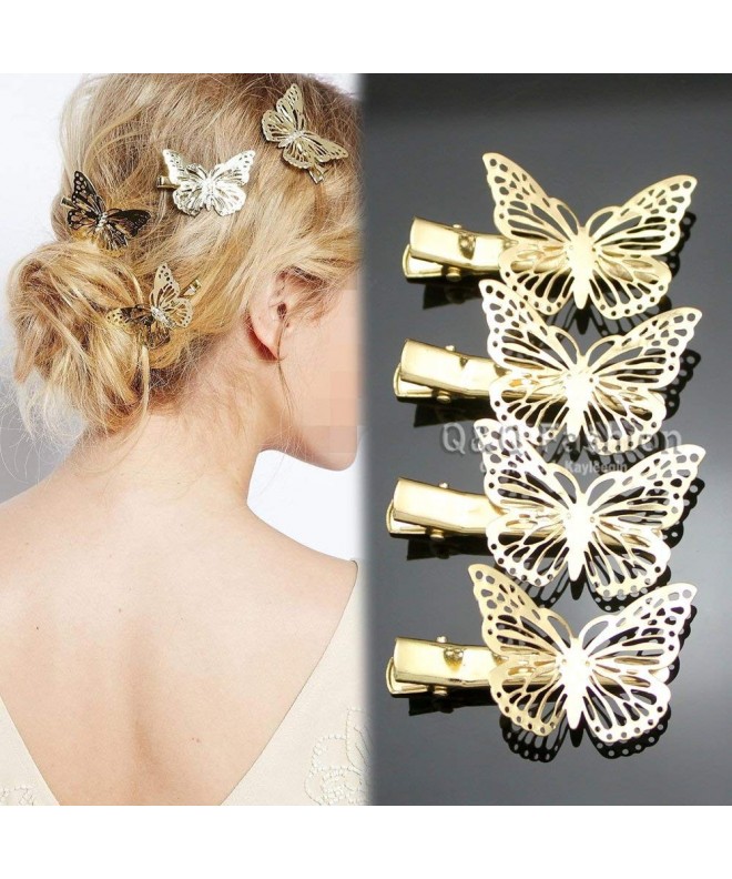 Pack of 4 Gold Filigree Butterfly French Updo Hair Pin Clip Dress Snap ...