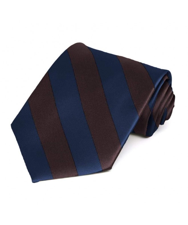 Navy Blue and Brown Striped Tie - CG12CLWXMH9