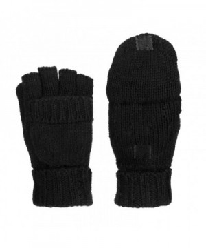 Men's Knitted Wool Gloves with Leather Patch on Palm Micro Fleece Lined ...