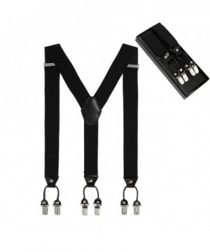 Men's Y Shape 6 Strong Clips Adjustable Elastic Suspenders-Heavy Duty ...