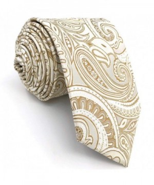 Ties for Men Cream Beige Paisley Necktie Silk Wedding - 